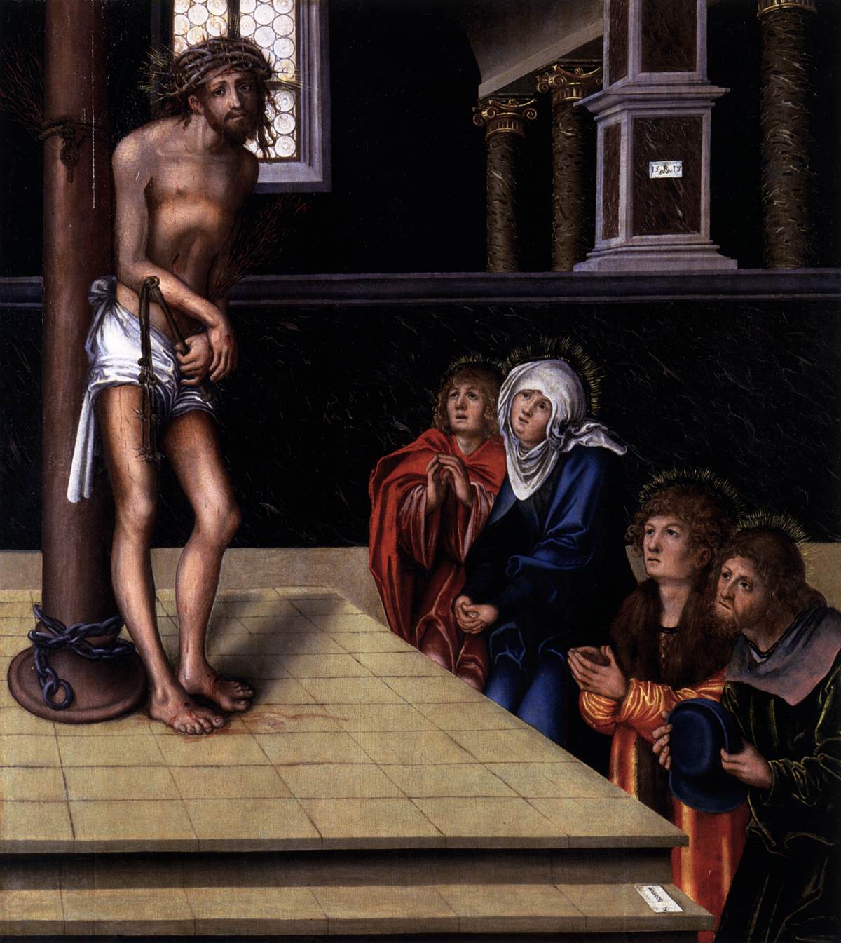 Christus in de kolom, aanbeden door de heiligen