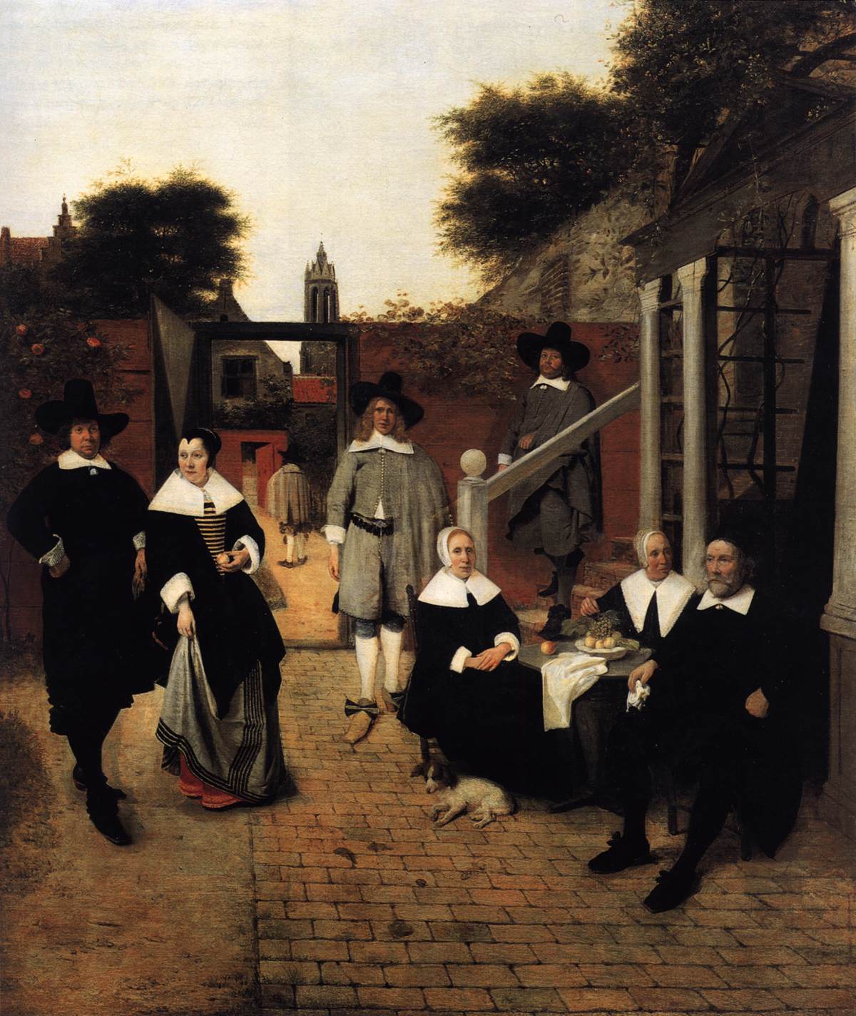 Portrait of a Family in a Courtyard in Delft