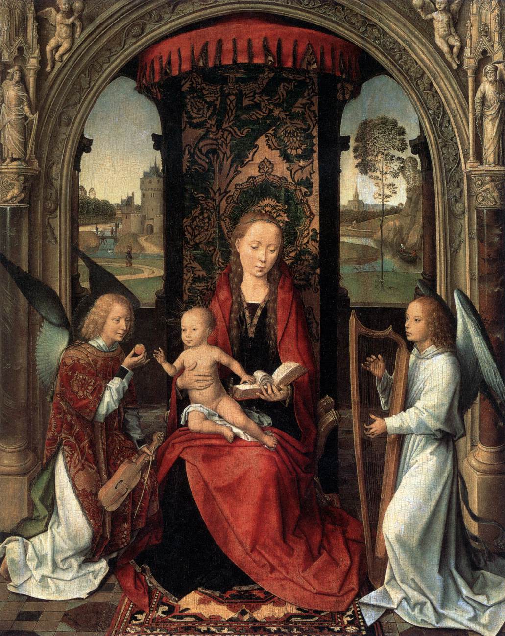 La vierge et l'enfant avec des anges