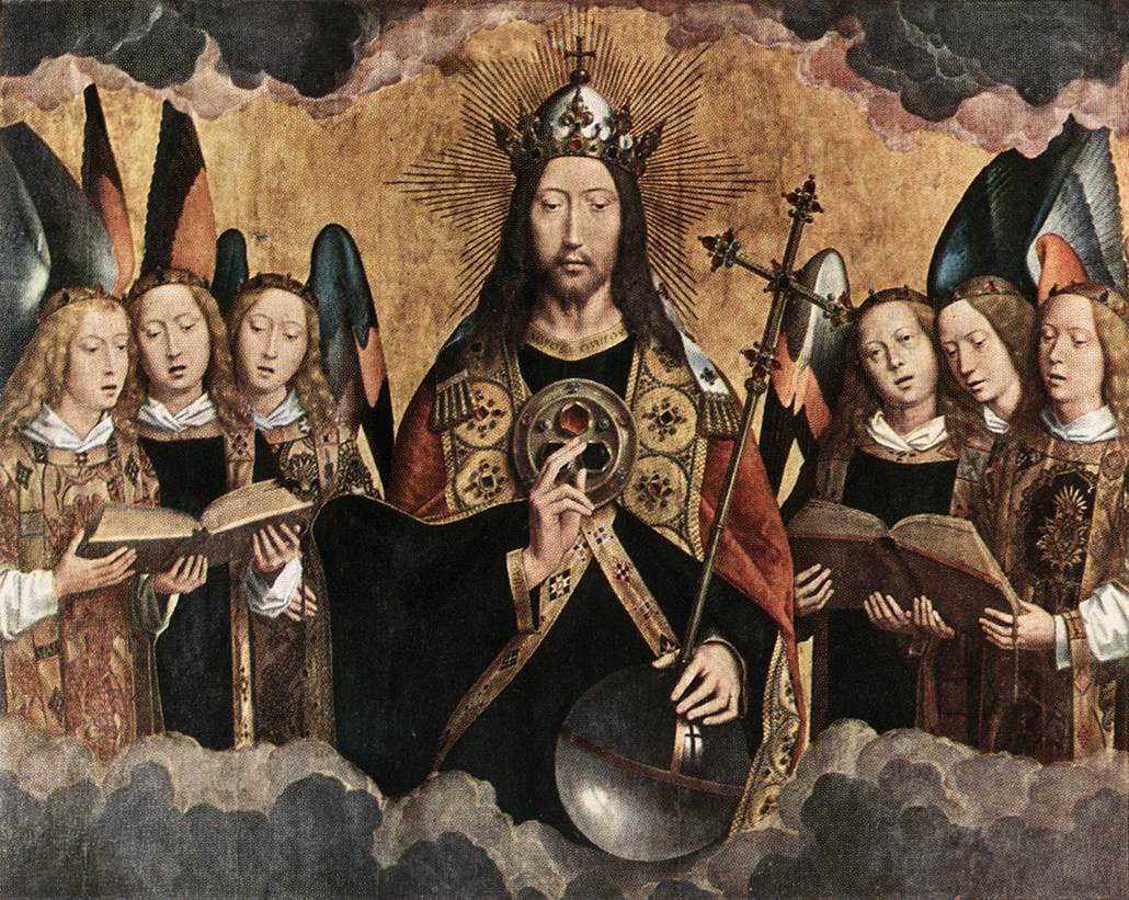 Christus omringd door engelenmuzikanten