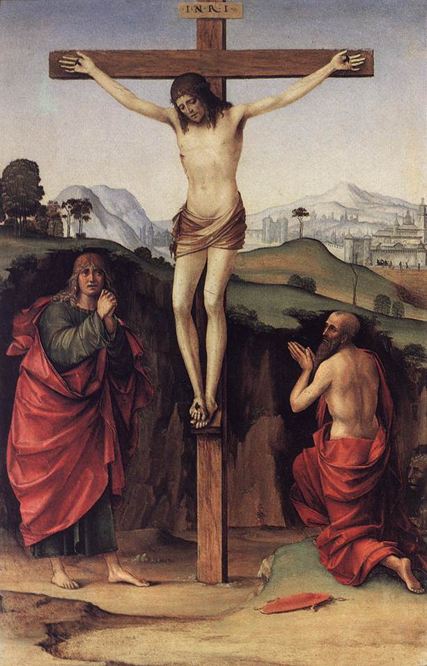 La crucifixion avec San Juan et Jerónimo
