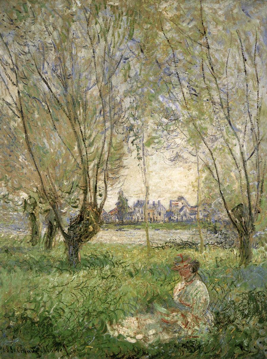 Femme assise sous les saules