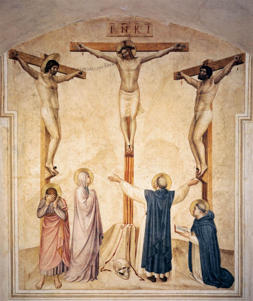 La crucifixion avec les Montaliers et Santo Domingo et Tomás Aquino (cellule 37)