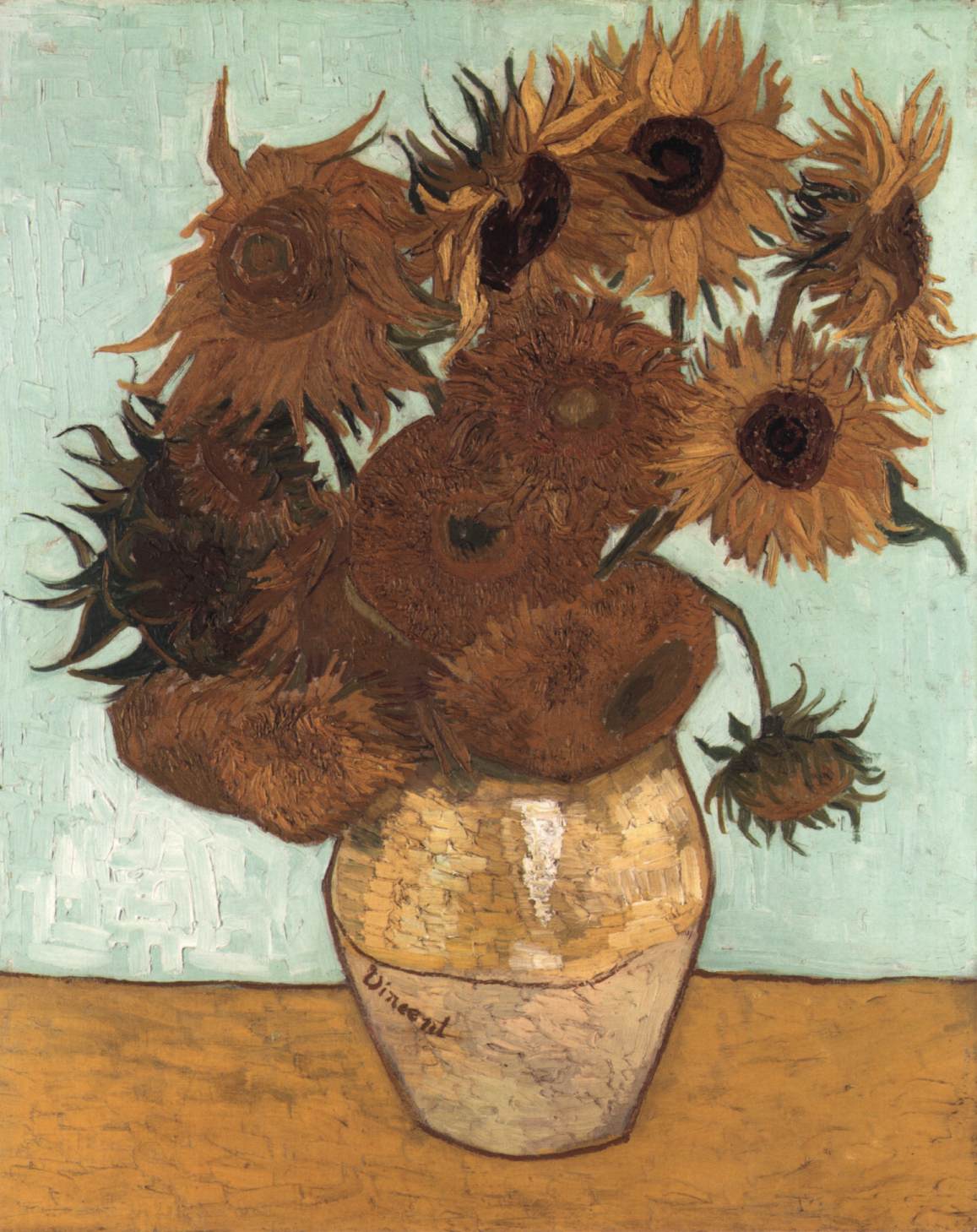 Vase avec douze tournesols