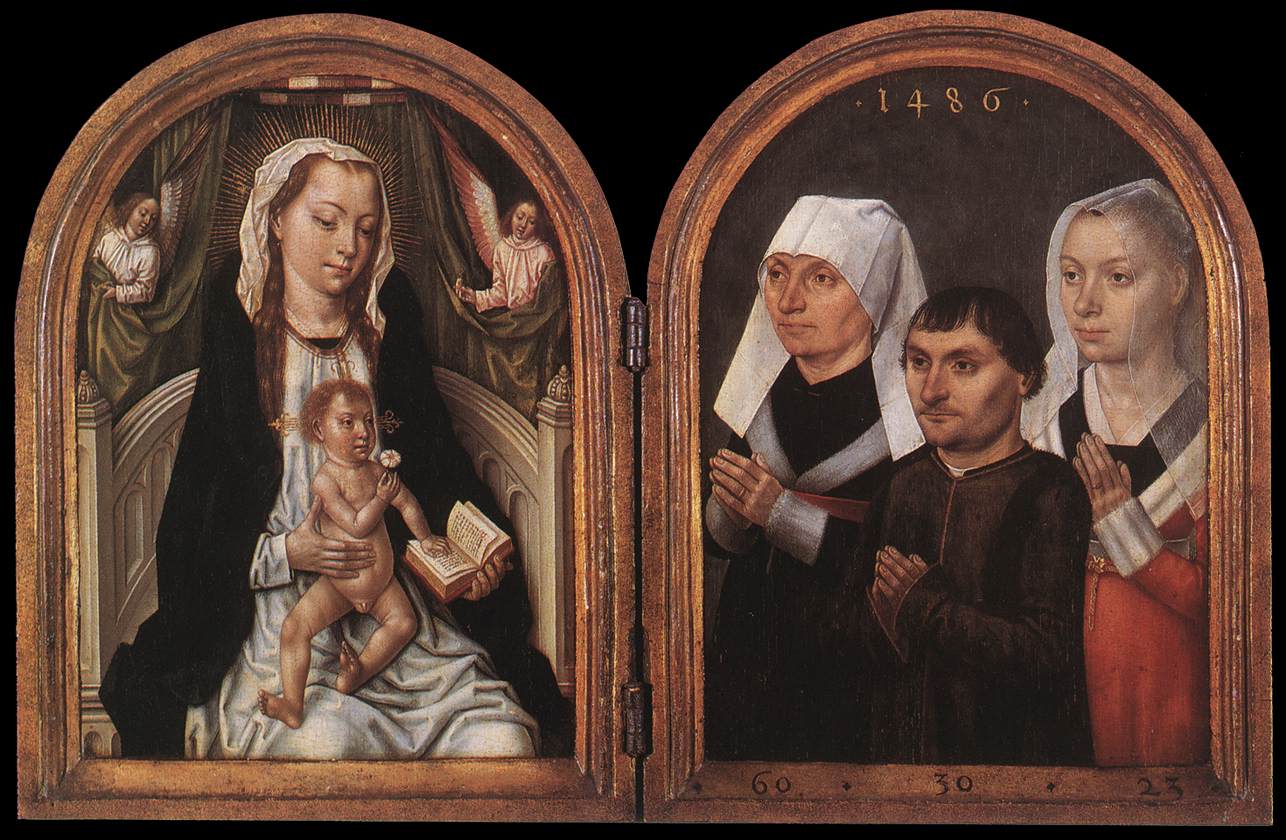 Diptico avec la Vierge et l'enfant et trois donateurs