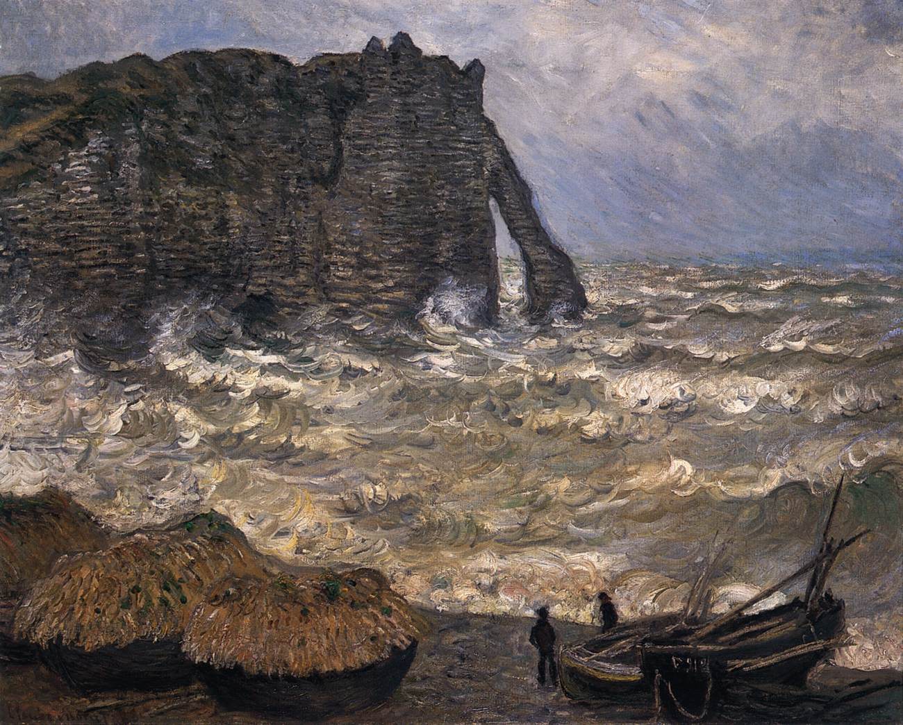 Mer rugueuse dans l'étretat