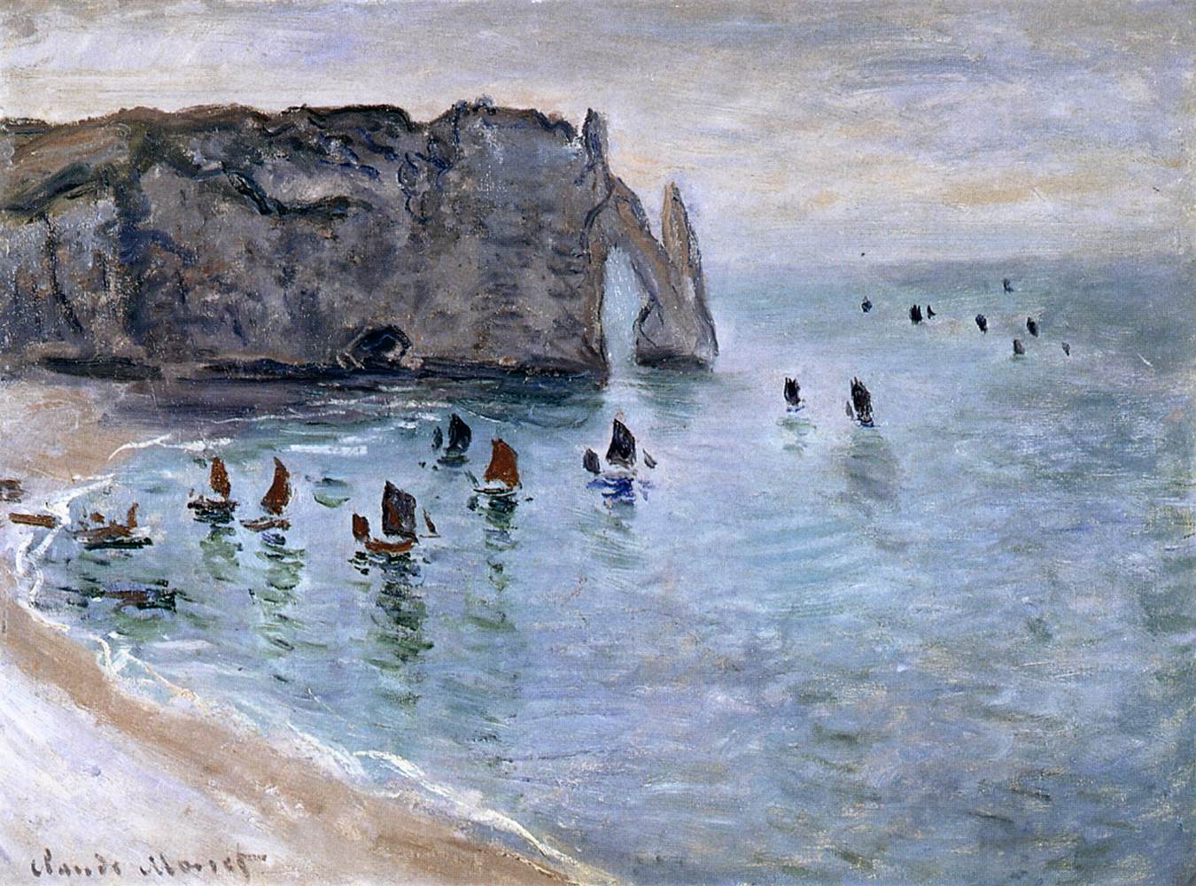 Étretat, La Porte D'Egual: Fiskerskibe, der forlader havnen