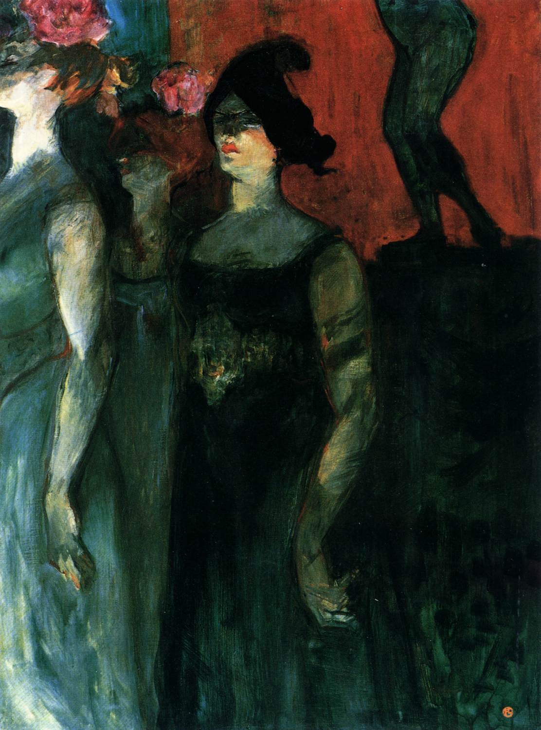 Messalina mellem to kvindelige figurer