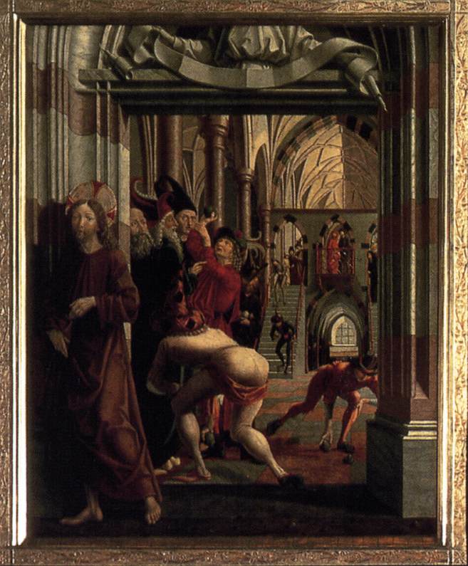 Saint Wolfgang Altarbild: Der Versuch, Christus zu steinigen