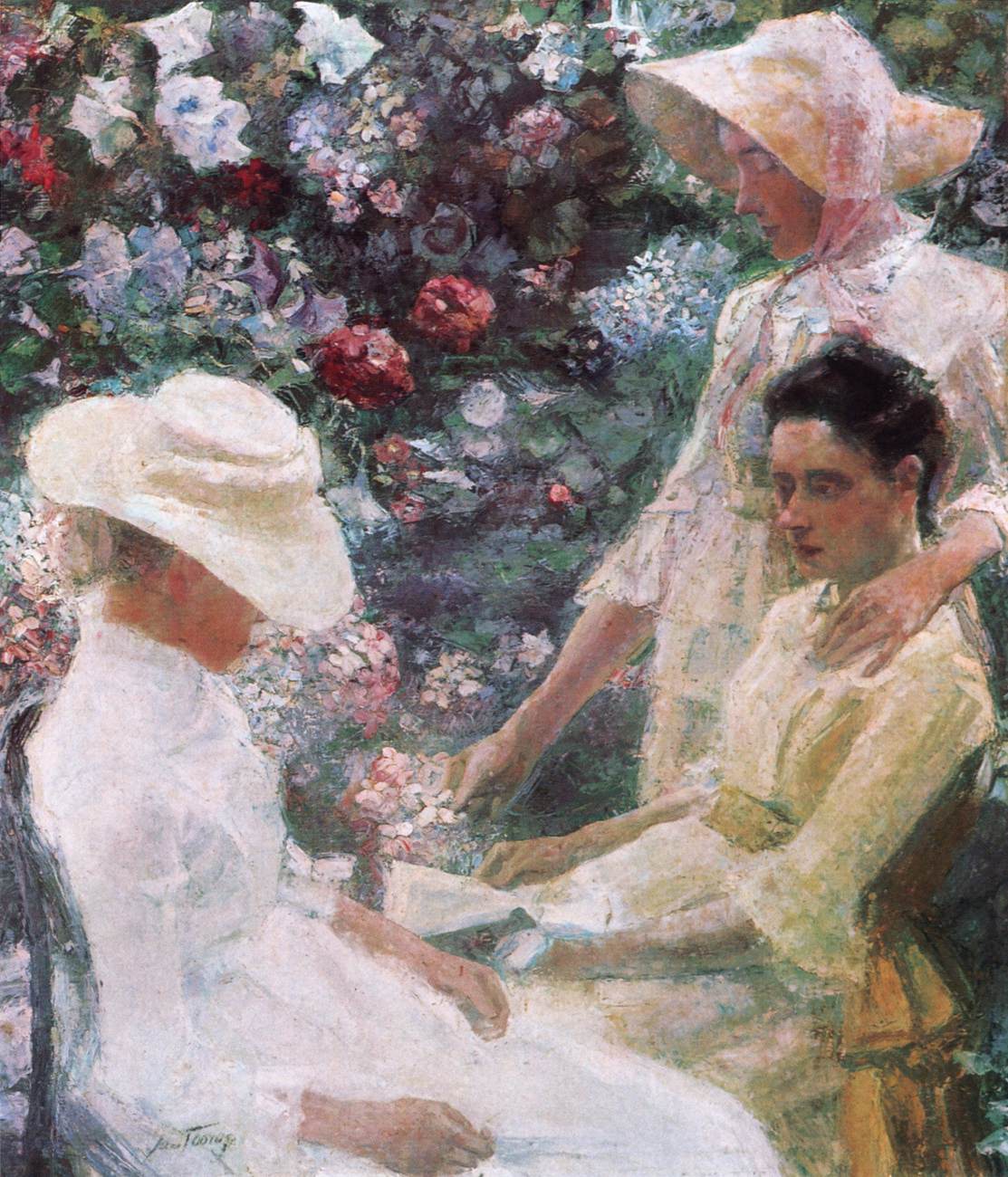 Três mulheres com flores