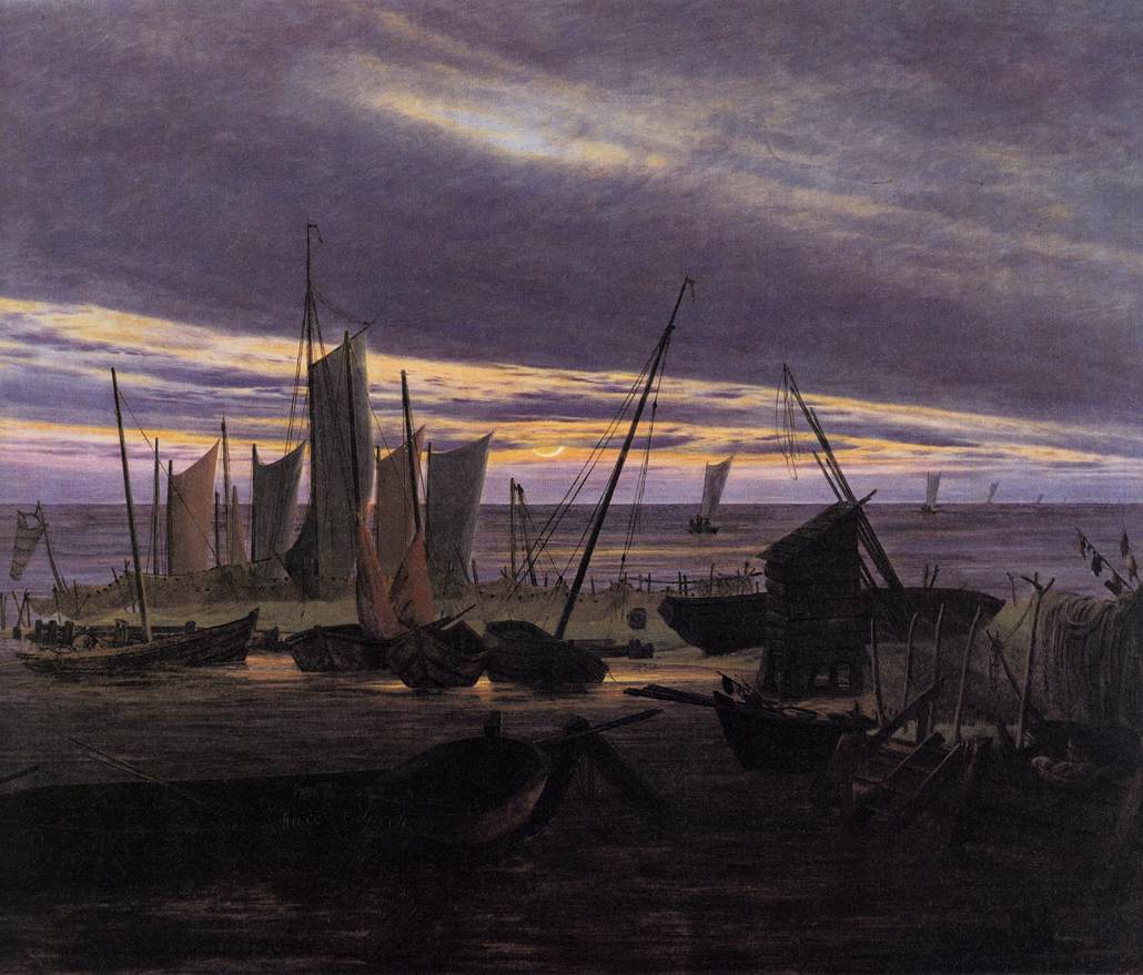 Boats in the port of the night