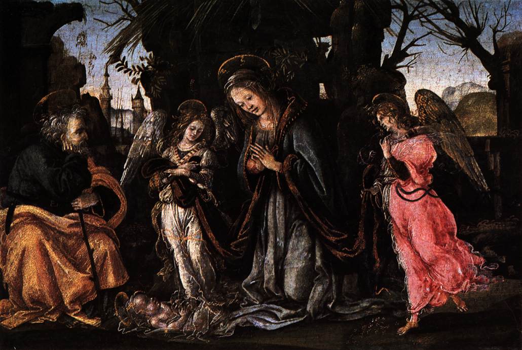 La Natividad con Dos Ángeles