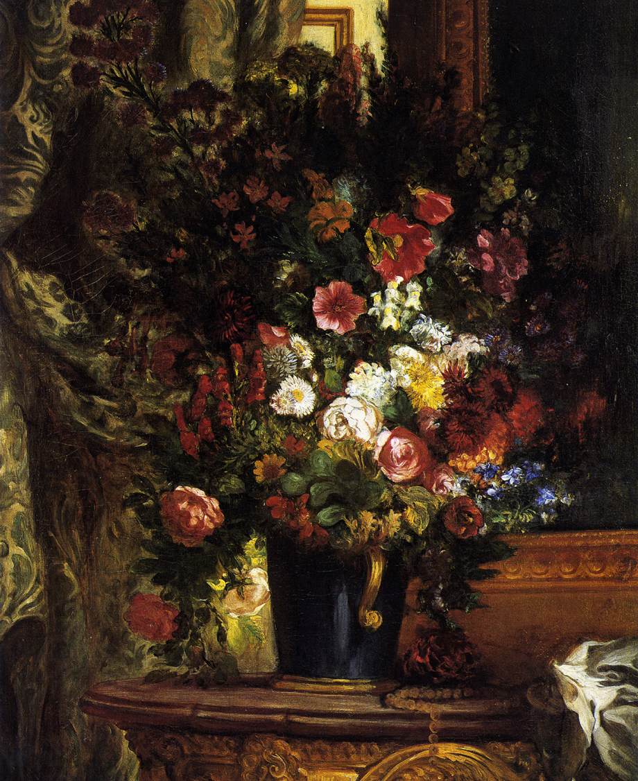 A Vase of Flowers on a Console