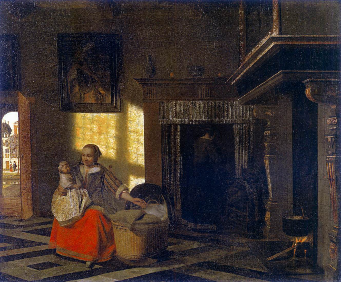 Mother and Child Next to a Crib