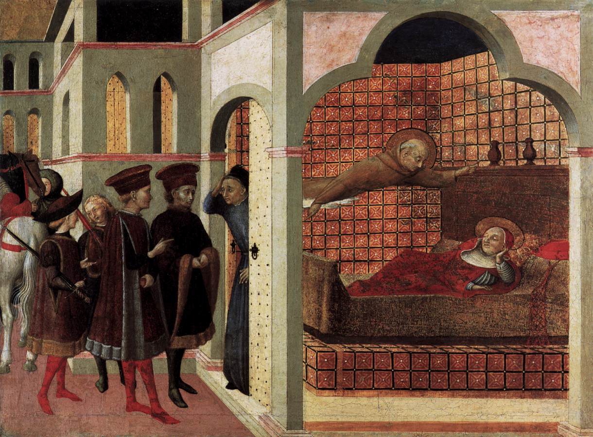 Kutsanmış Raniero de Burgo San Sepolcro bir rüyada bir kardinal gibi görünüyor