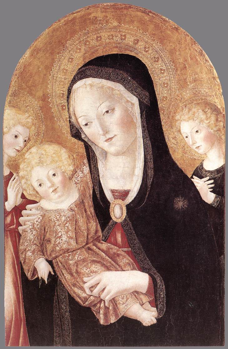 Die Jungfrau und das Kind mit zwei Engeln