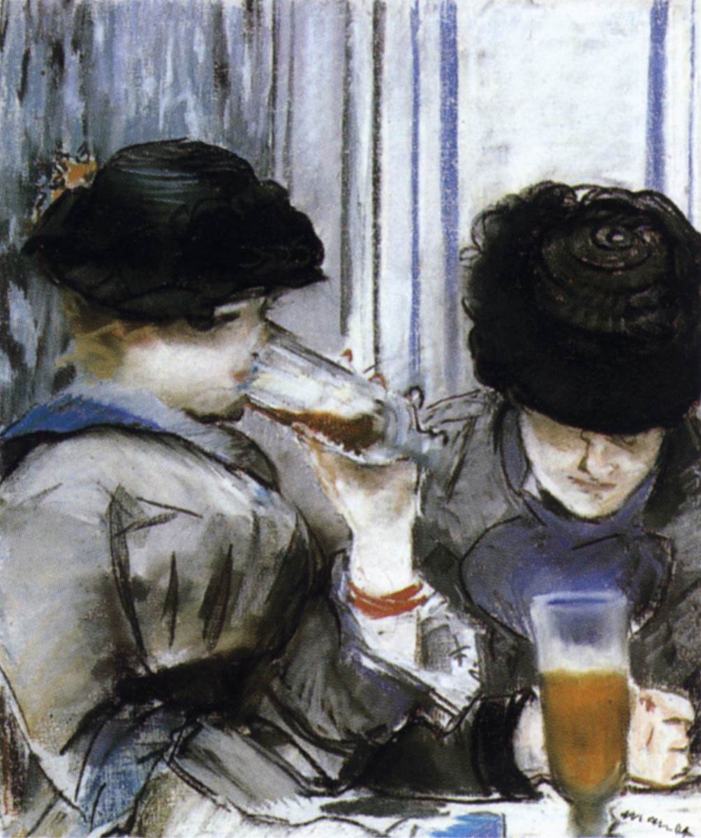 Zwei Frauen, die Messeln trinken