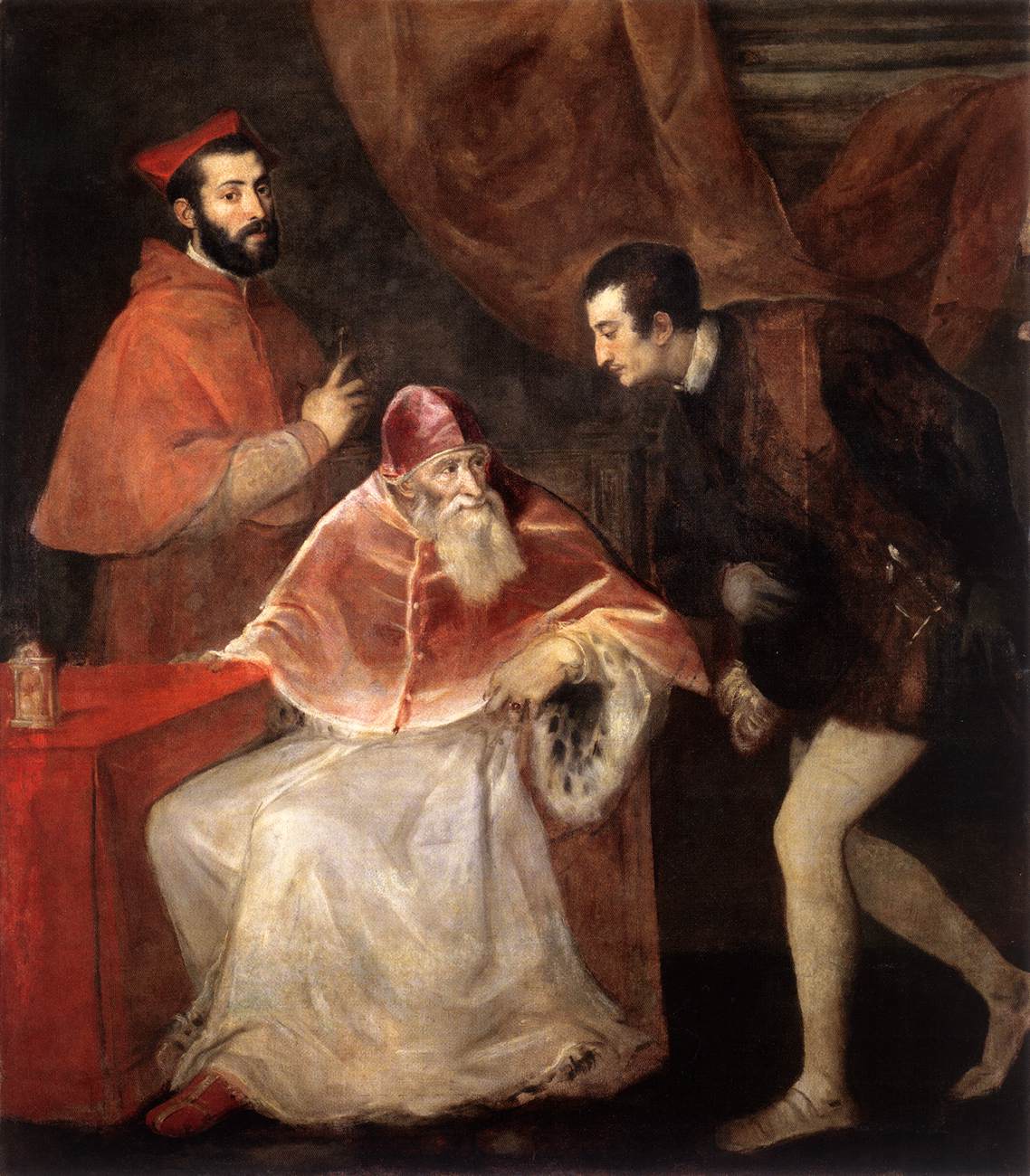 Papa Paulo III com seus netos Alessandro e Ottavio Farnese