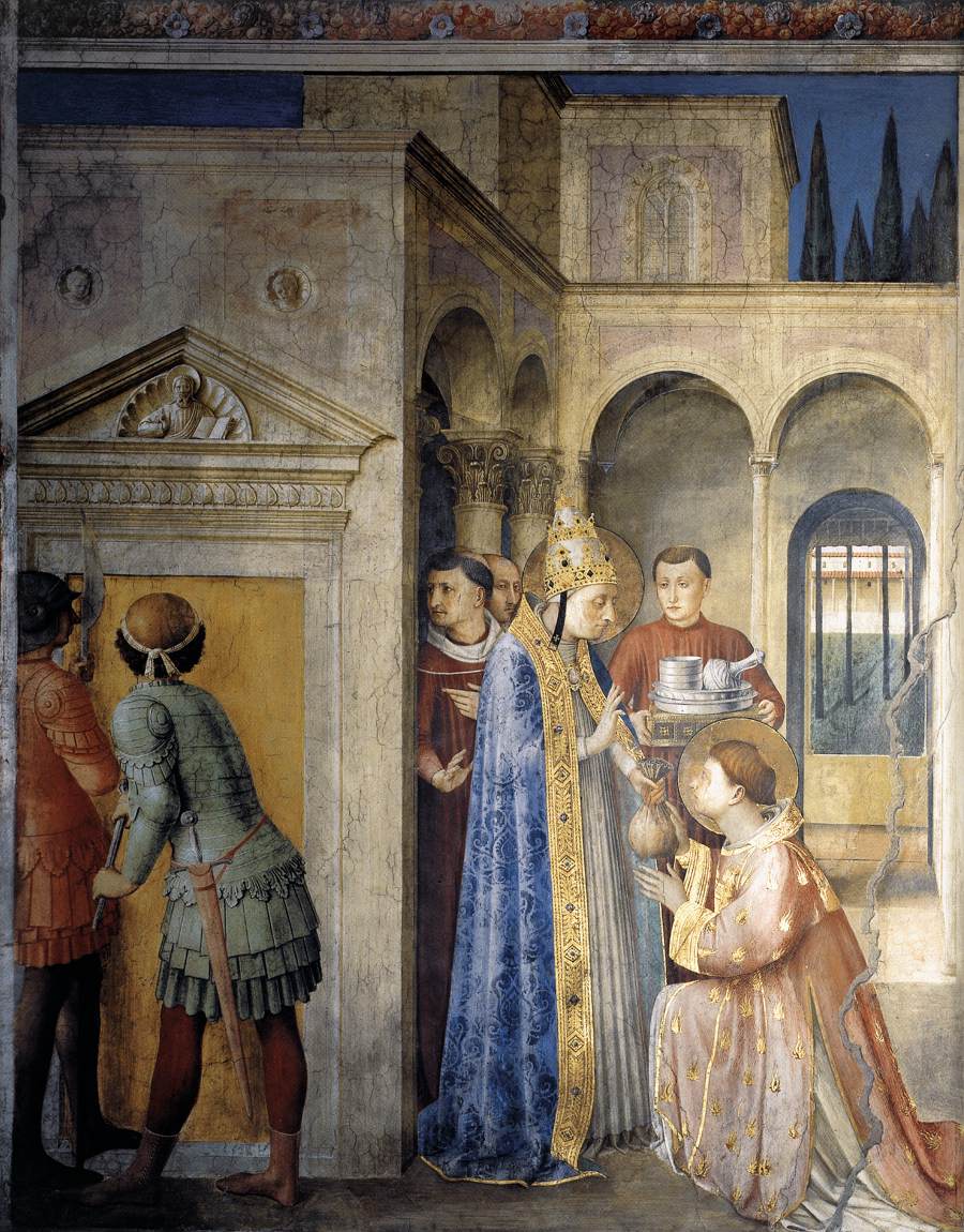 San Sixtus vertraut Lorenzo den Schätzen der Kirche an