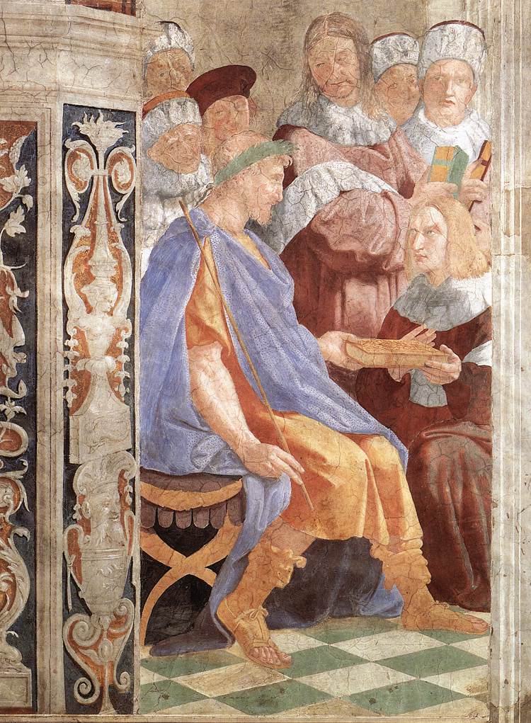Justinian præsenterer kirtlerne til Tebonianus