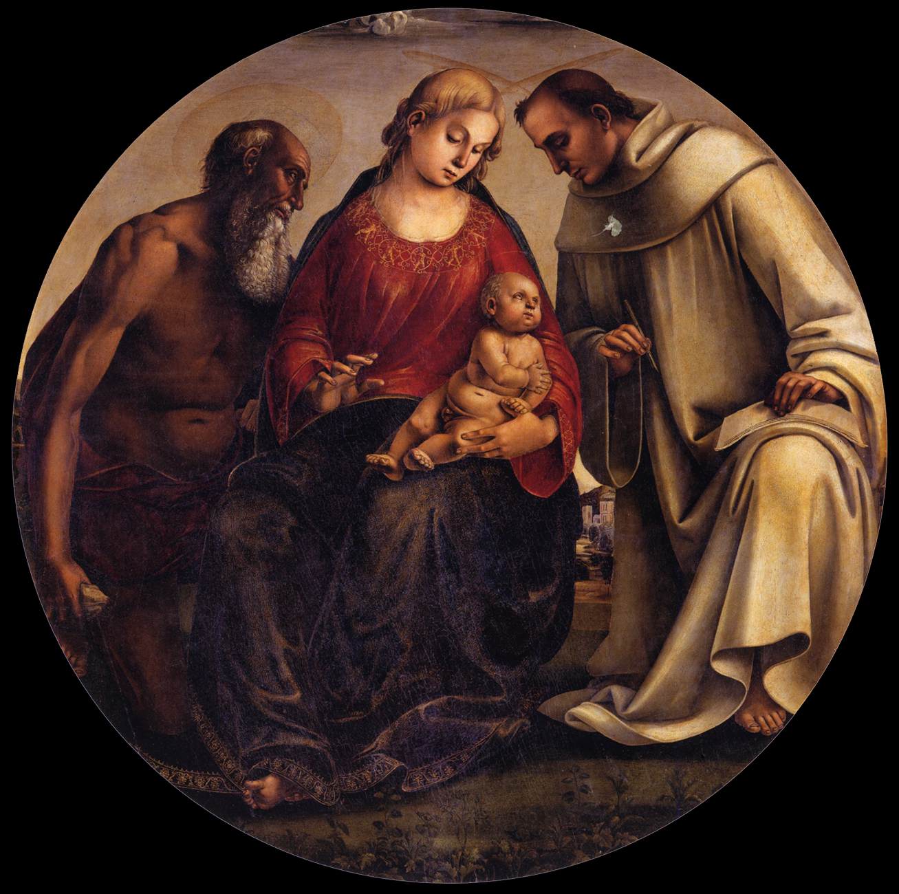 Madonna and Child com São Jerônimo e Bernard de Clairvaux