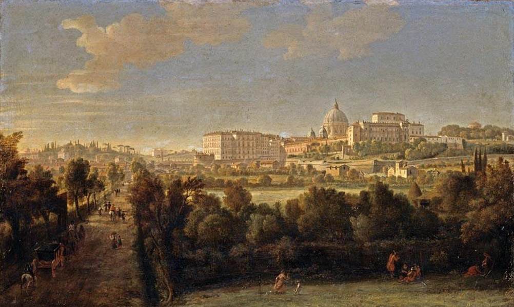 Rom: Vista de San Pedro og Vatikanet set fra Prati di Castello