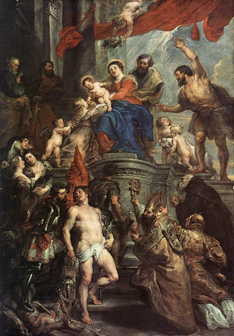 Jomfruen tronede med barnet og de hellige