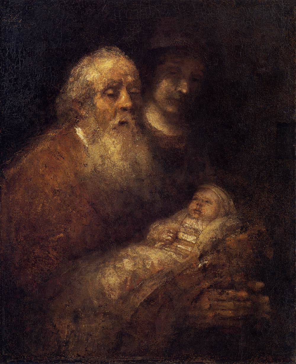 Simeón con El Bebé Jesús en El Templo
