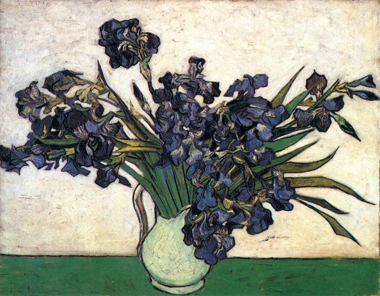 vase with irises