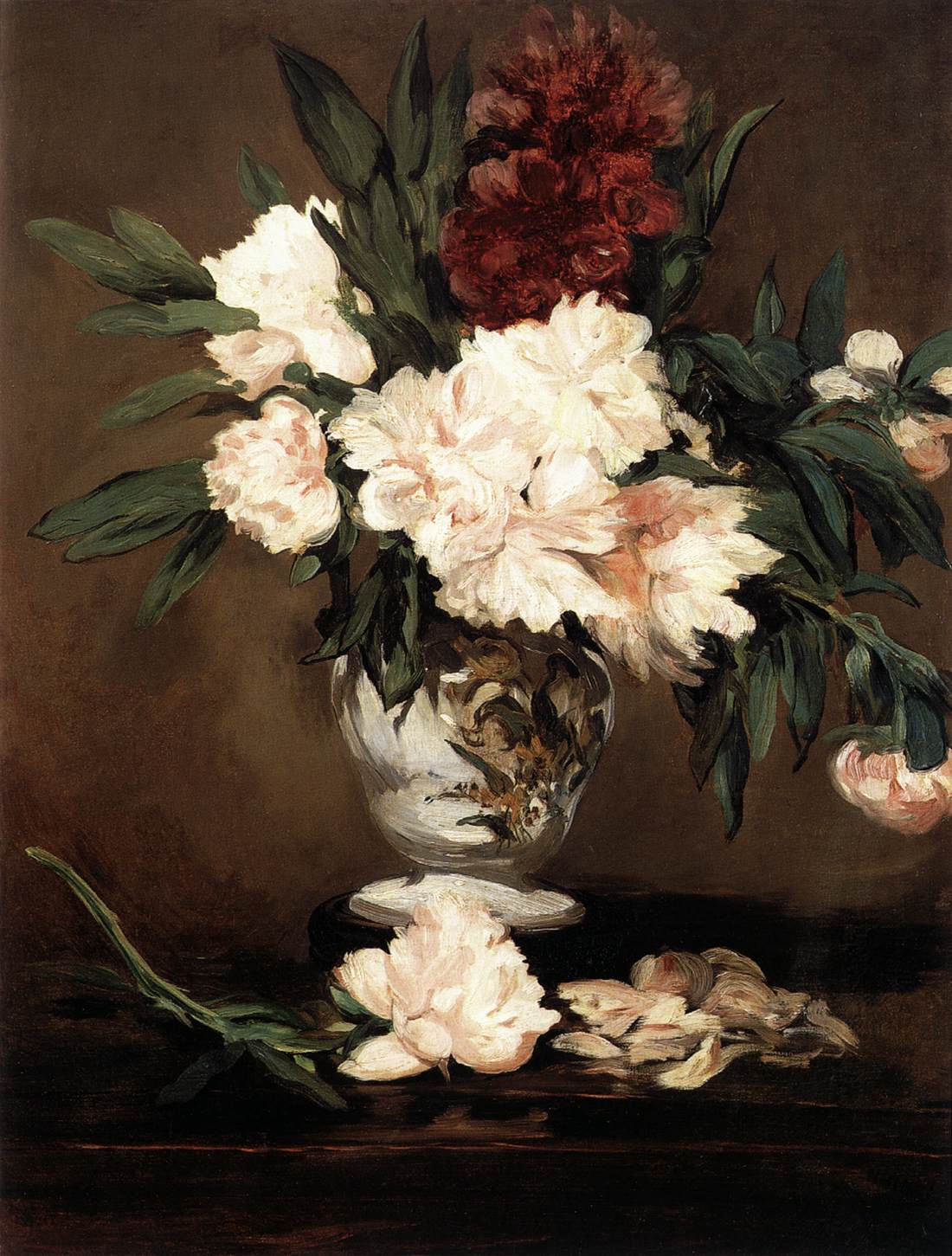 Vase of Peonies on a Pedestal