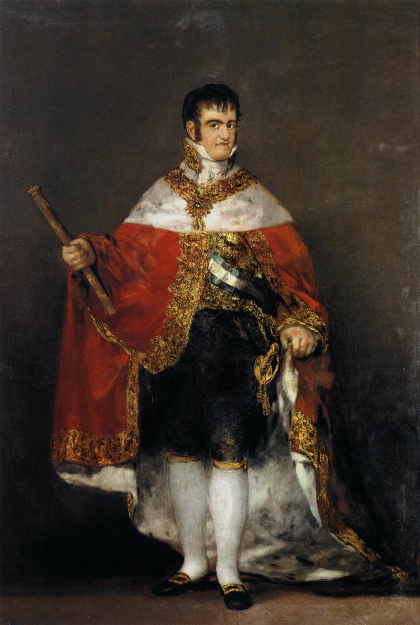 Król Fernando VII z prawdziwym płaszczem