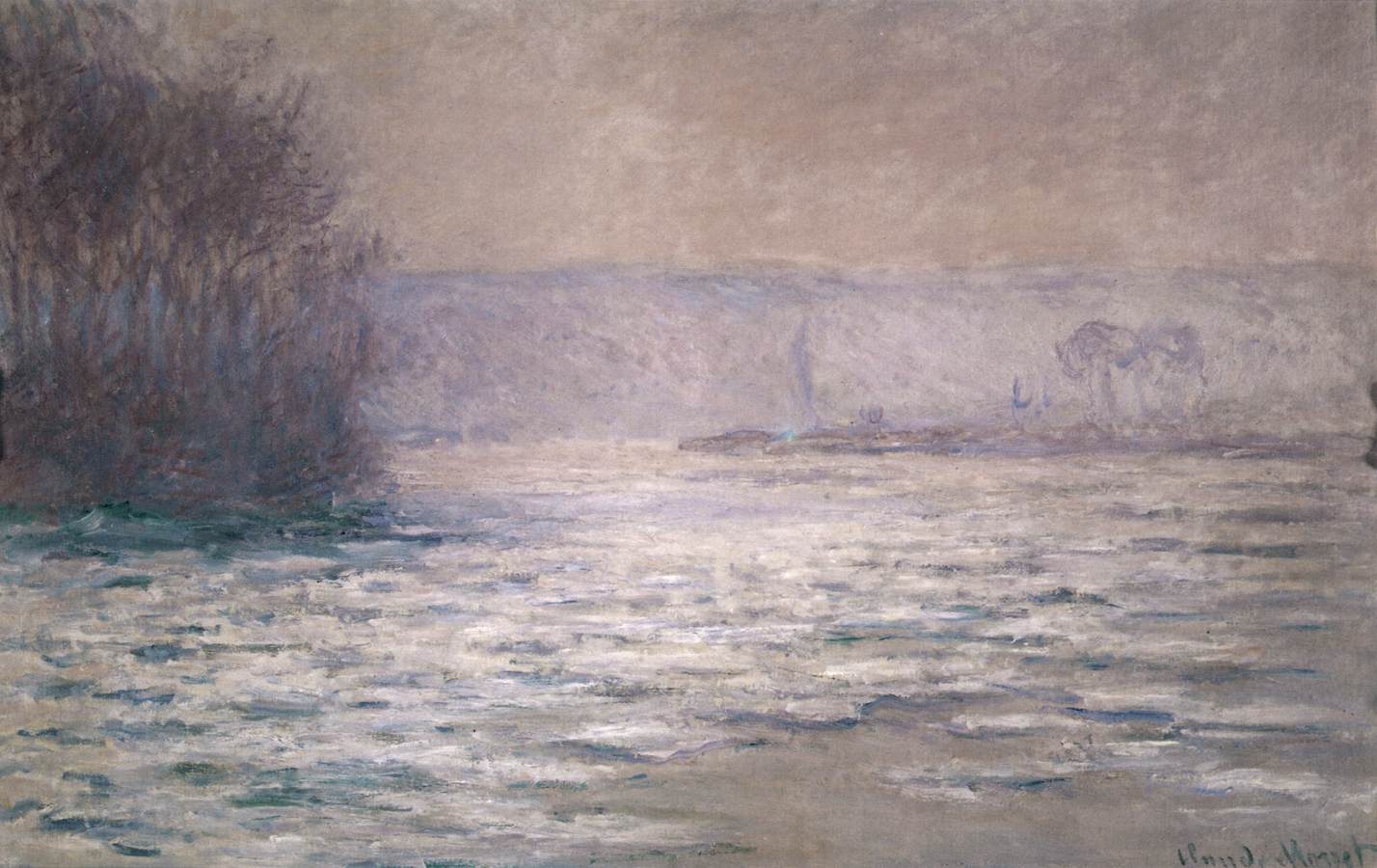 Eis in der Seine in der Nähe von Benncourt