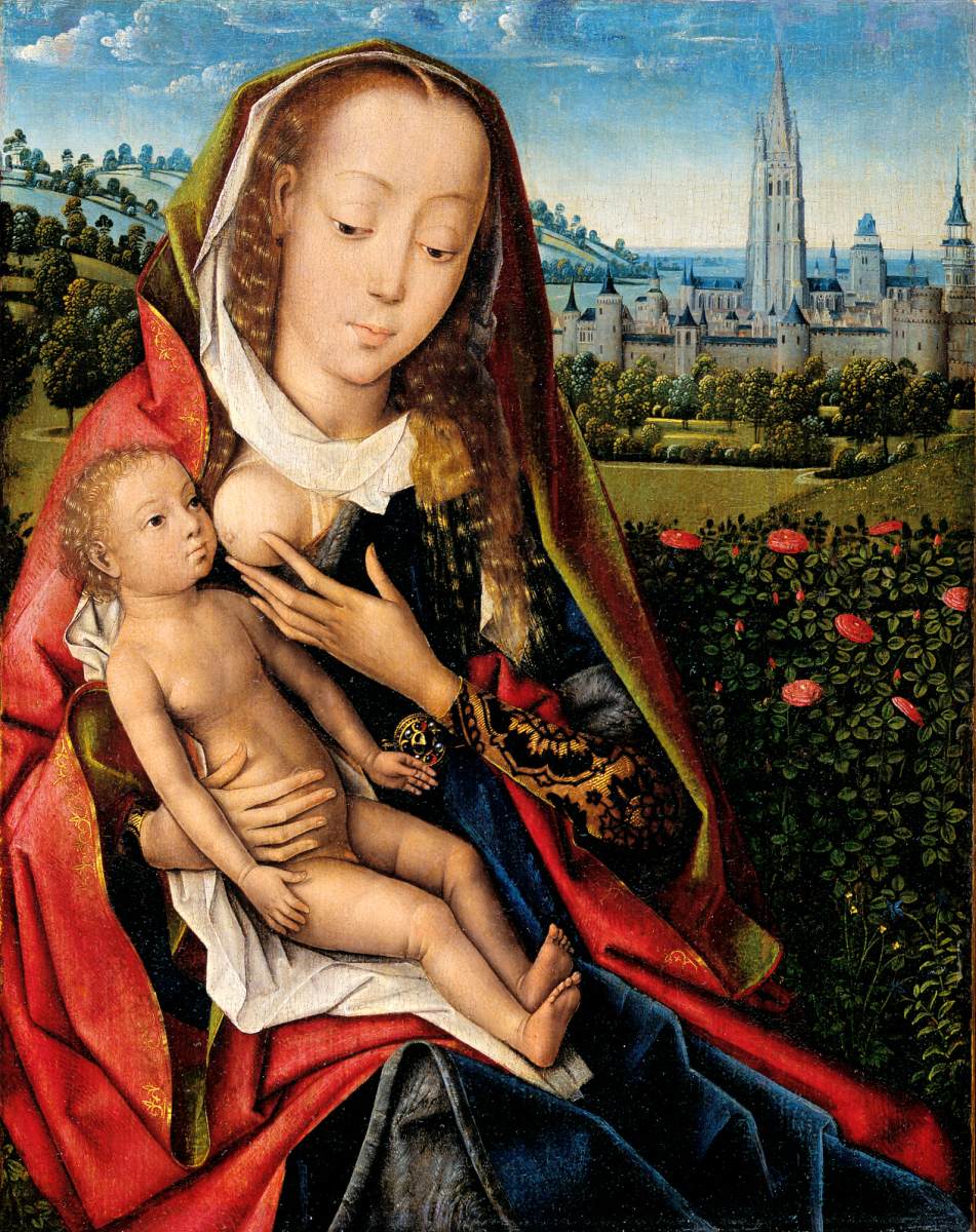 La vierge et l'enfant dans un paysage