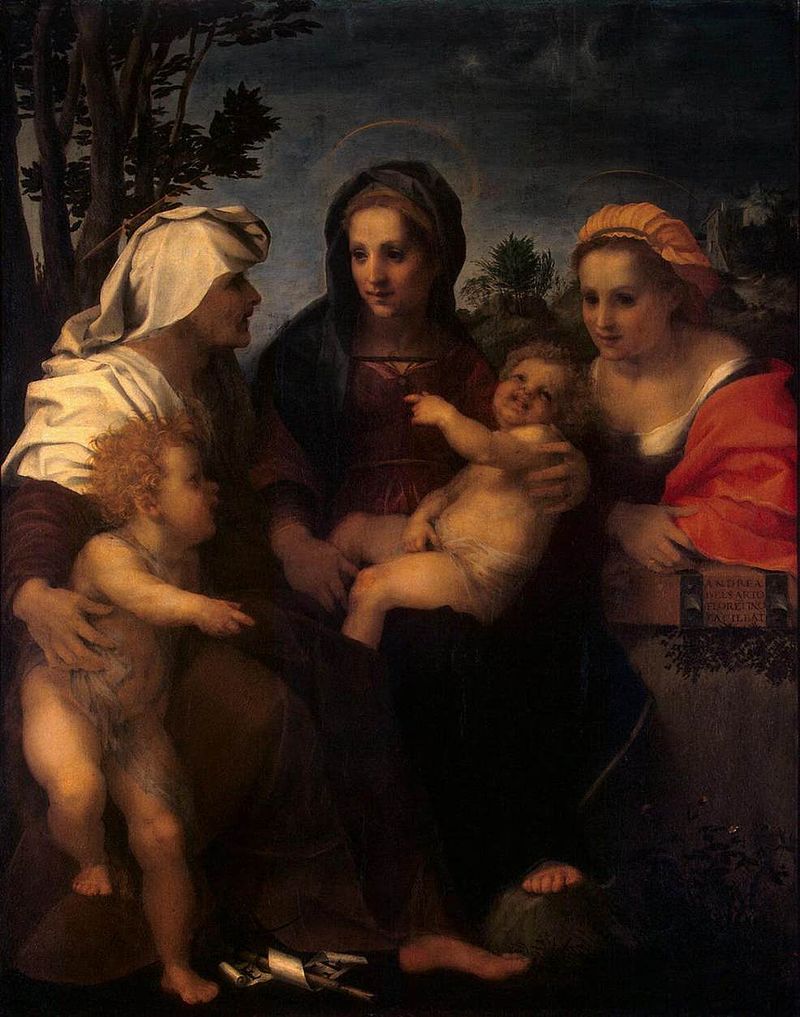 La Vierge et l'enfant avec Santa Catalina, Isabel et Juan Bautista
