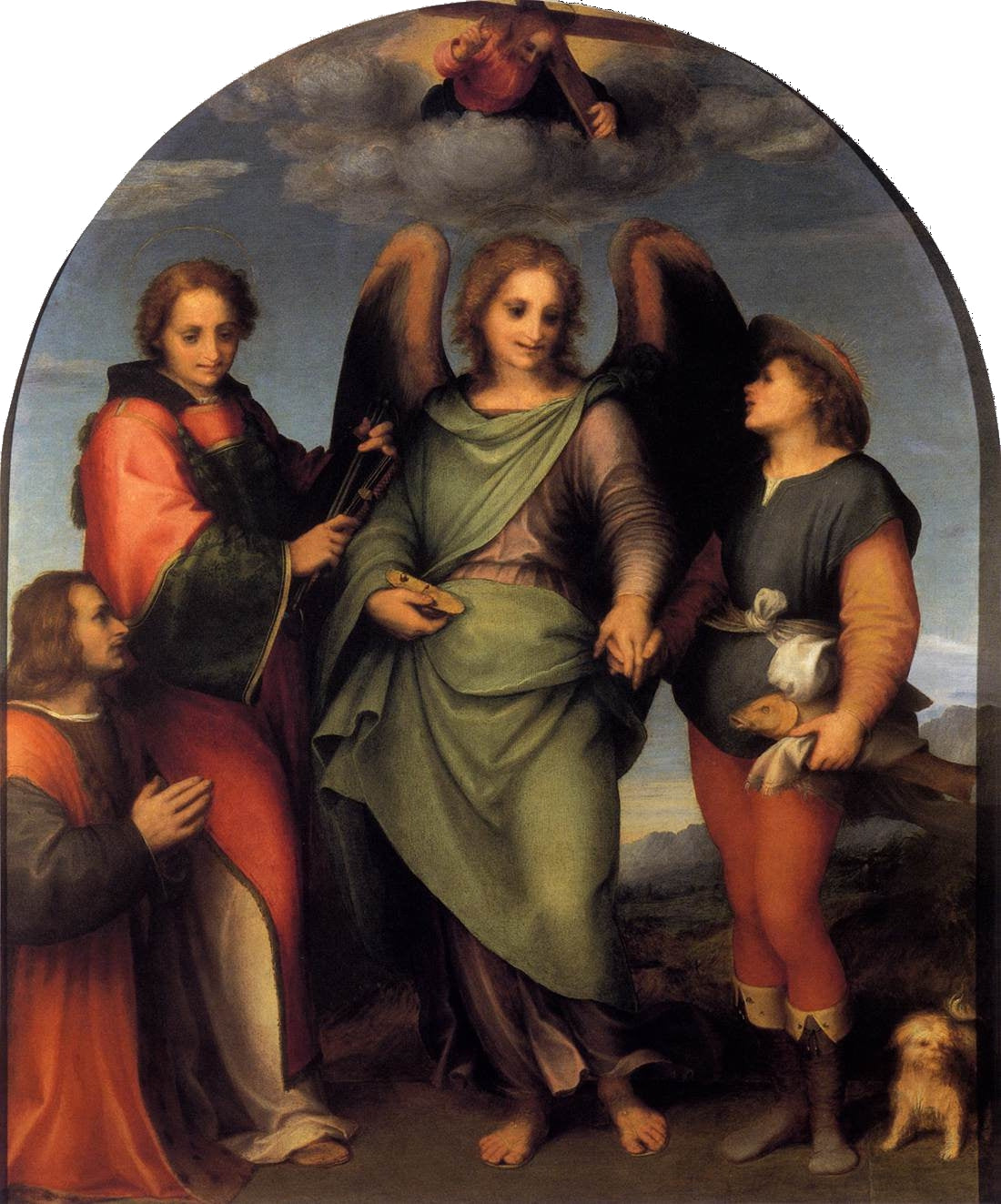 Tobias och ängeln med San Leonard och givare