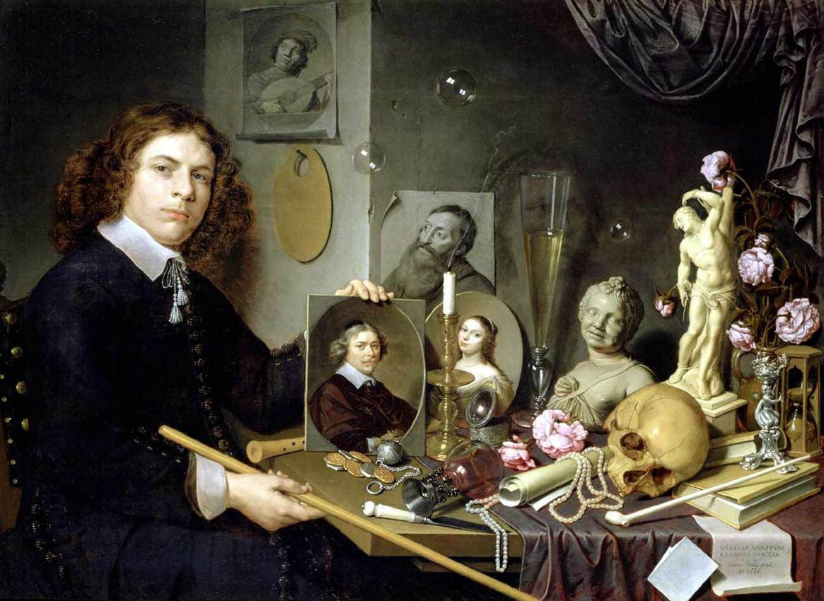 Auto-Portrait avec les symboles de vanitas