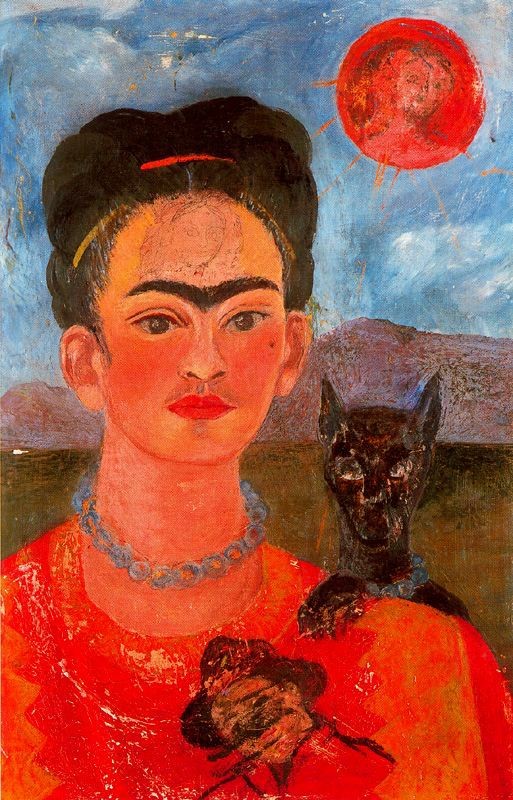 Self -Portrait mit Diegos Porträt in der Brust und Maria zwischen den Augenbrauen