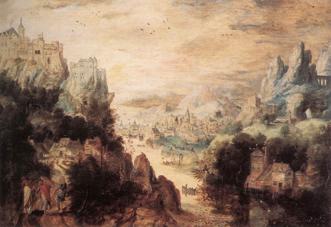 Krajobraz z Chrystusem i mężczyznami Emaus