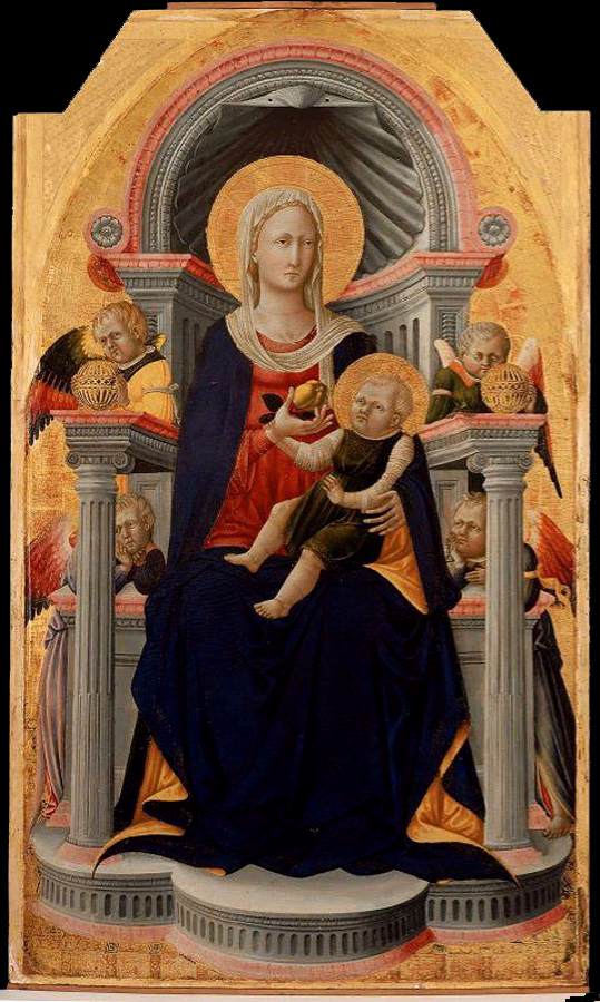 La Virgen y el Niño Entronizado con Cuatro Ángeles