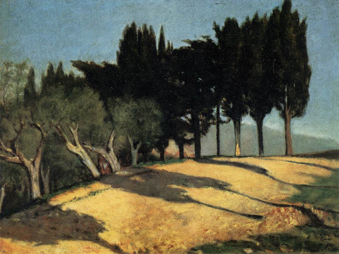 Strada rurale con cipressi