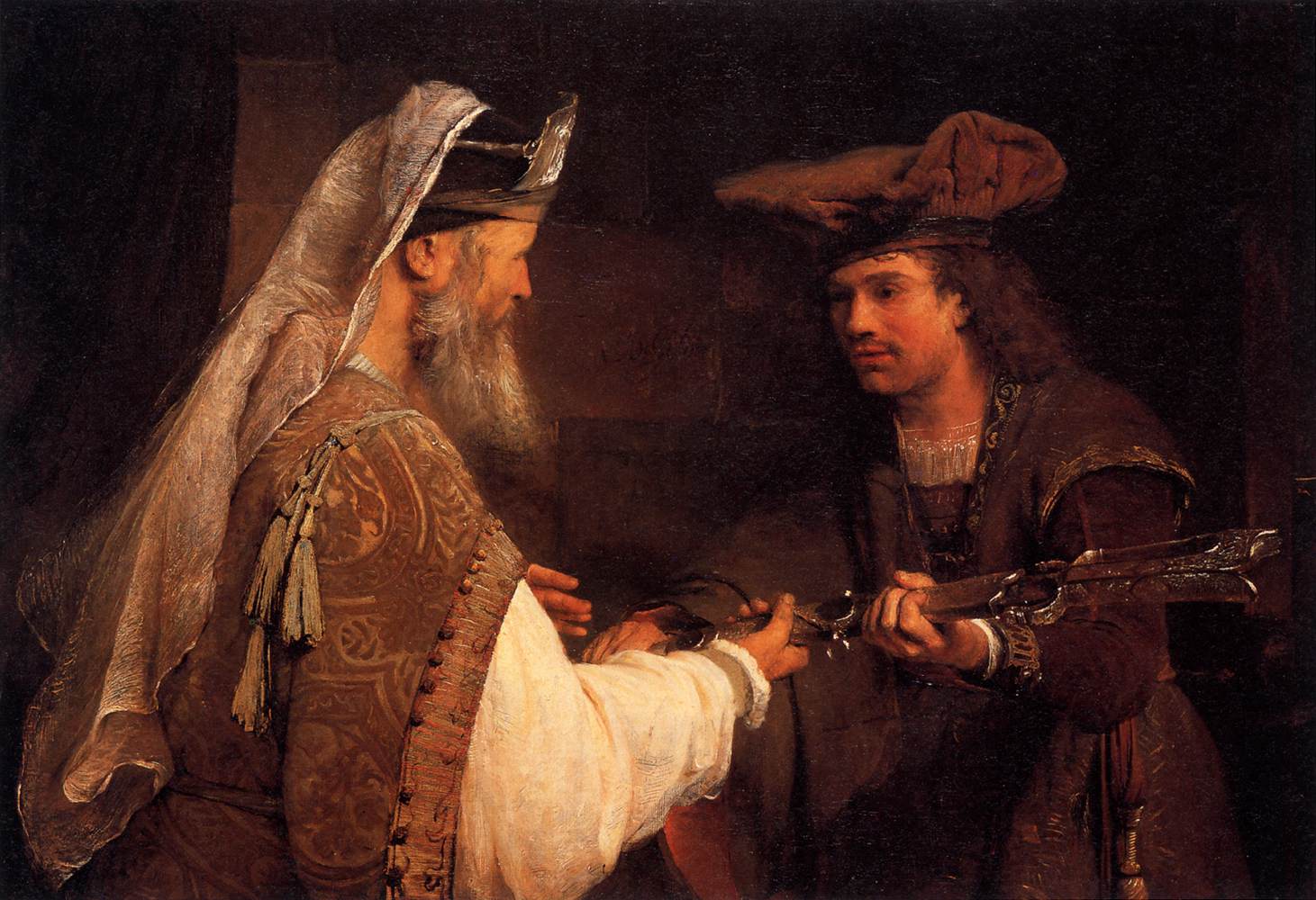 Aimeleque entregando a espada de Golias a Davi
