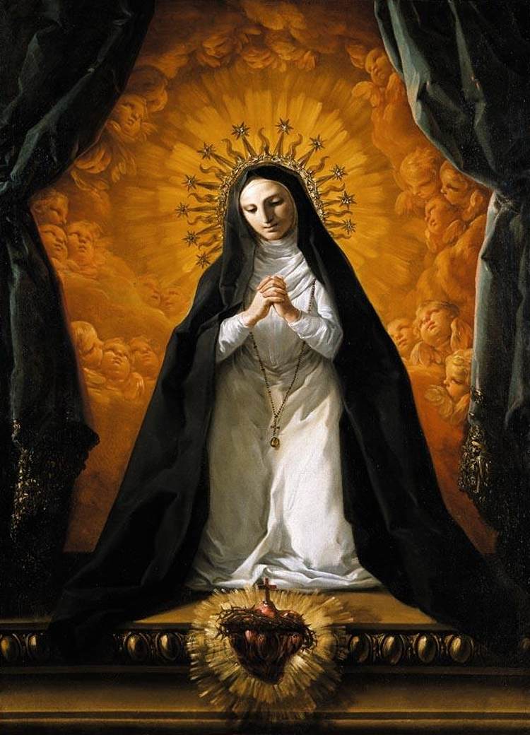 Santa Margarita María Alacoque kontemplując święte serce Jezusa