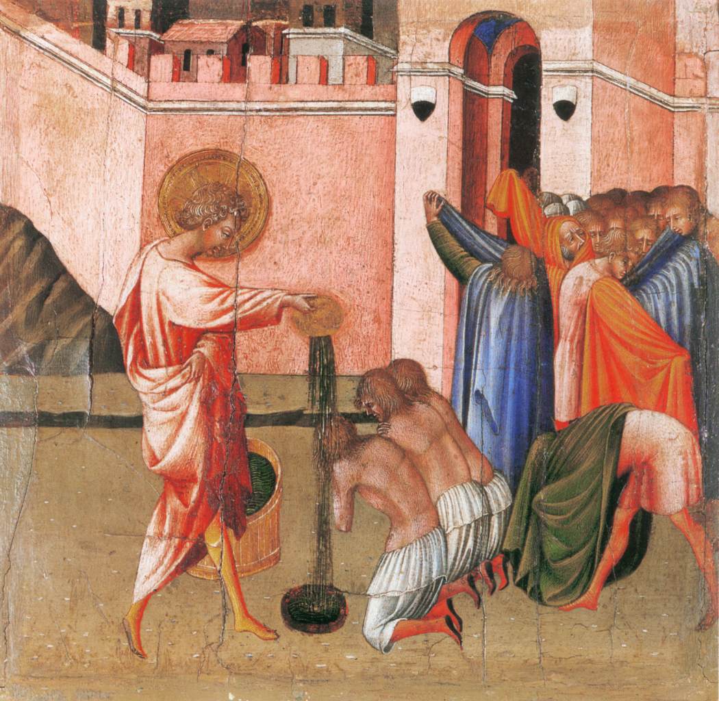 San Ansanus vaftiz ediyor