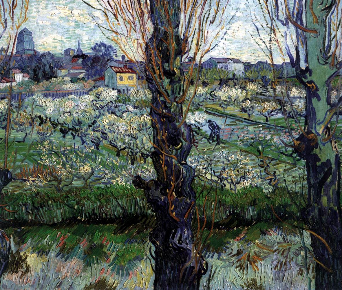 Orchard in Bloom with a View of Arles