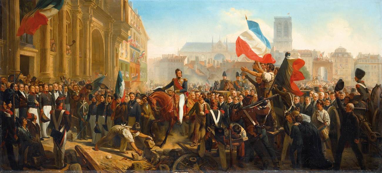 L'arrivée de Louis-Felipe à la place de L'Hôtel de Ville le 31 juillet 1830