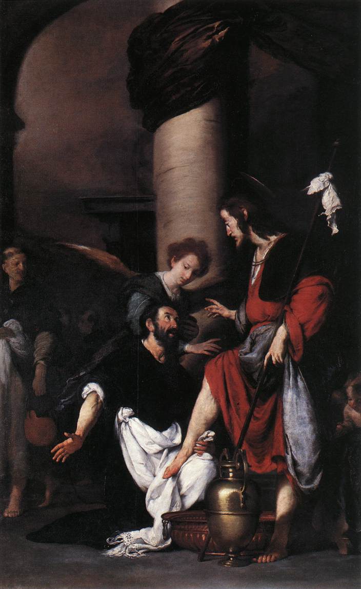Saint Augustinus waste de voeten van Christus