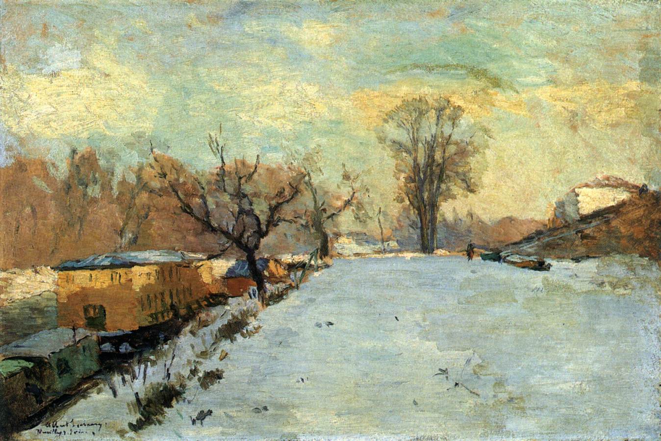 Road along the Seine in Neuilly Inn Winter