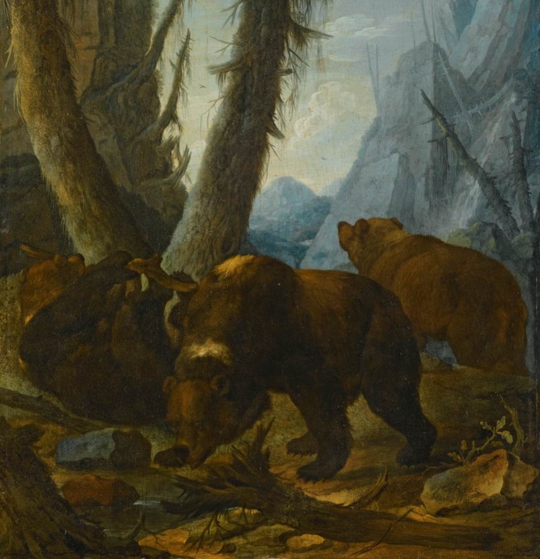 Bears in a Wooded Landscape