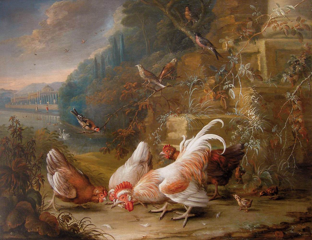 Vögel und Vögel in einer Landschaft