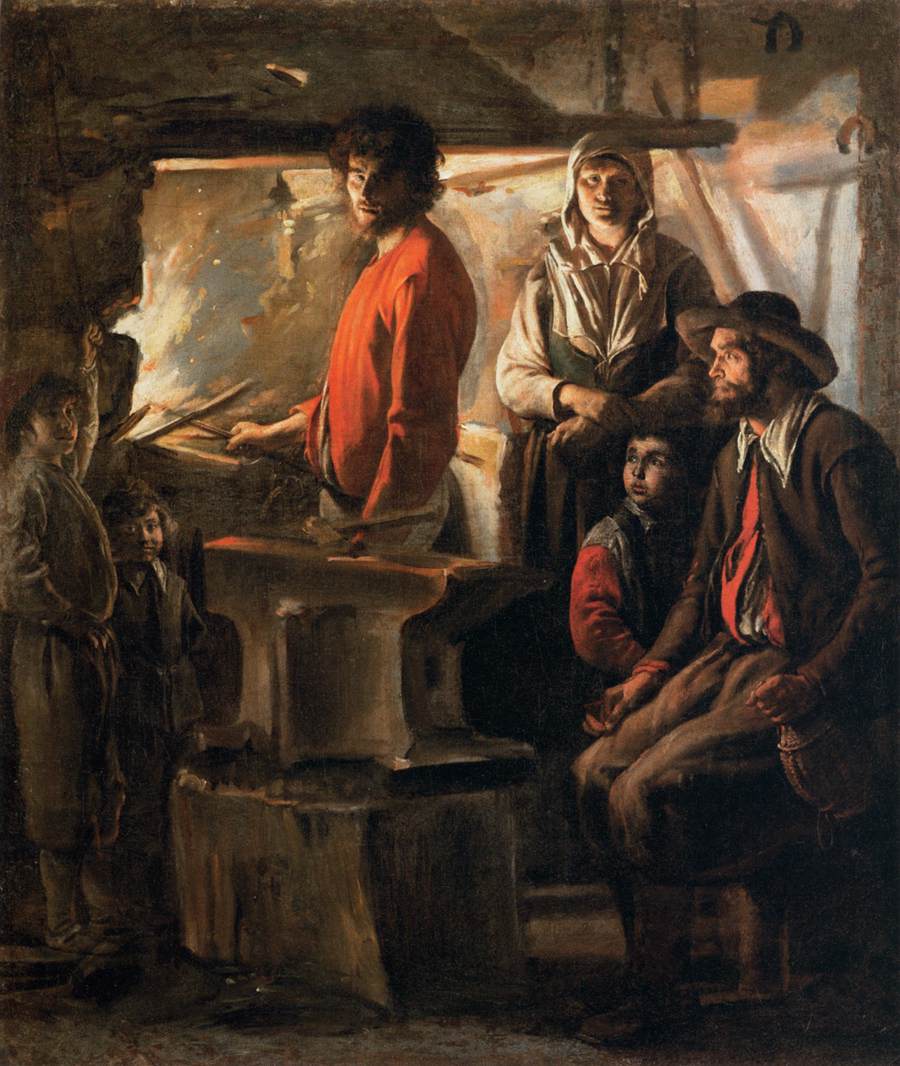 Blacksmith in his Forge